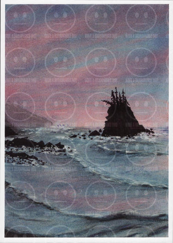 Pink and Blue Coastal Shoreline Art Diptych Print 2 of 2