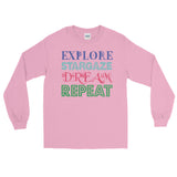 Explore Stargaze Dream Repeat Men's Long Sleeve T-Shirt + House Of HaHa Best Cool Funniest Funny Gifts