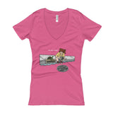 April in New York TMNT Are You a Ninja? Sewer Turtle Women's V-Neck T-shirt + House Of HaHa Best Cool Funniest Funny Gifts