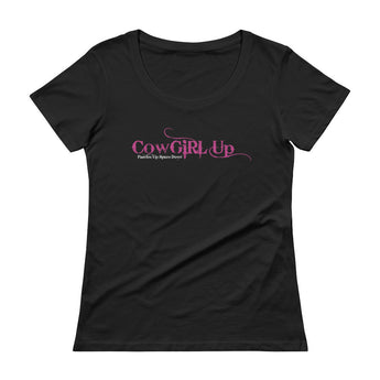 CowGirl Up Panties Up Spurs Down Girl Power Empowerment Ladies' Scoopneck T-Shirt + House Of HaHa Best Cool Funniest Funny Gifts