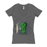 Midnight Snack Chibi Cthulhu Women's V-Neck T-shirt + House Of HaHa Best Cool Funniest Funny Gifts