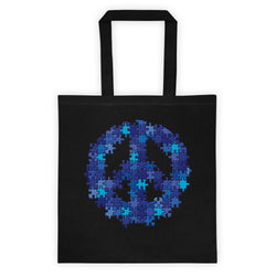 Puzzle Peace Sign Autism Spectrum Asperger Awareness Double Sided Print Tote Bag + House Of HaHa Best Cool Funniest Funny Gifts