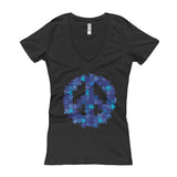 Puzzle Peace Sign Autism Spectrum Asperger Awareness Women's V-Neck T-shirt + House Of HaHa Best Cool Funniest Funny Gifts