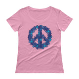 Puzzle Peace Sign Autism Spectrum Asperger Awareness Ladies' Scoopneck T-Shirt + House Of HaHa Best Cool Funniest Funny Gifts
