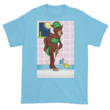 Werewolf Shaving in the Shower Men's Short Sleeve T-Shirt + House Of HaHa Best Cool Funniest Funny Gifts