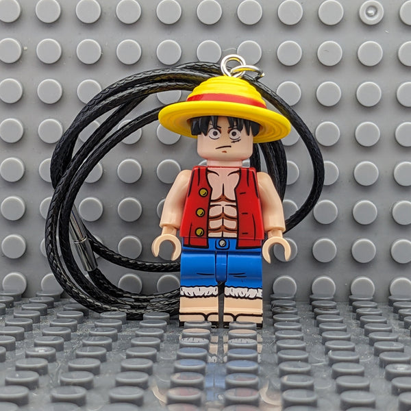 Monkey D. Luffy Brick MiniFigure Necklace