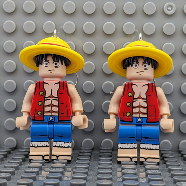 Monkey D. Luffy Brick MiniFigure Earrings