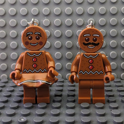Gingerbread Couple Holiday Brick Toy Earrings