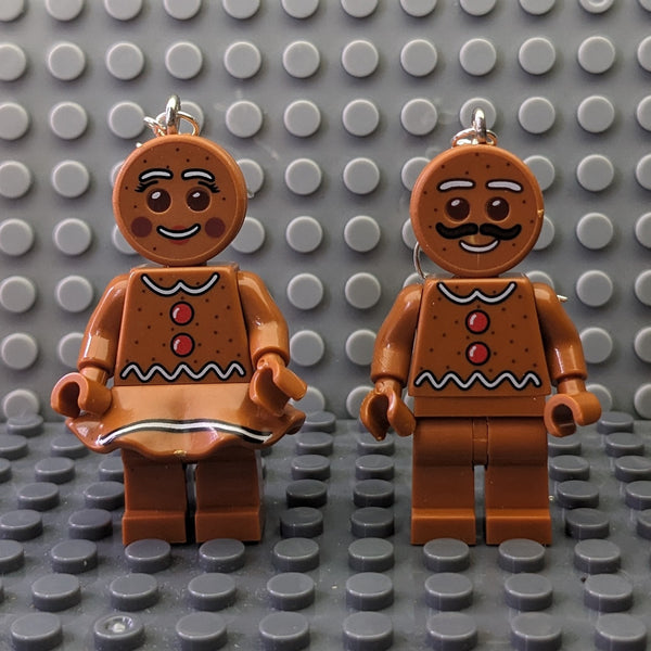Gingerbread Couple Holiday Brick Toy Earrings