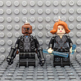 Black Widow and Nick Fury Brick MiniFigure Earrings