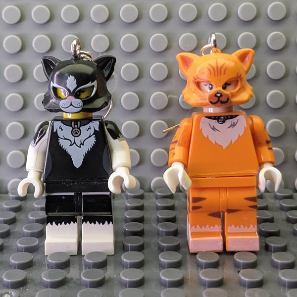 Black Tuxedo and Orange Cats Brick MiniFigure Earrings