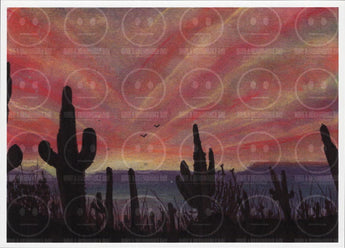 Sunset Saguaro Arizona License Plate Tribute Desert Art Print
