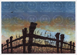 The Fence Dusty Skies Art Print