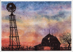 The Barn Windmill Midwest Skies Art Print