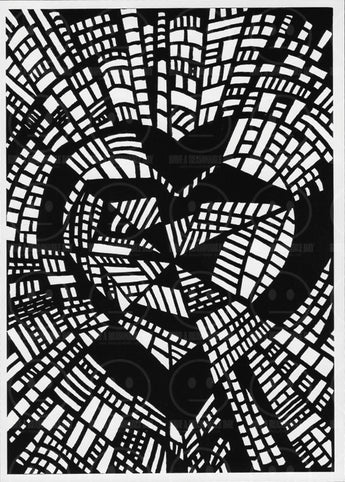 Shattered - Black Hearts Series Black & White Art Print