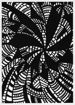 Pinwheel - Black Hearts Series Black & White Art Print