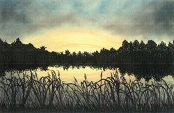 Assateague National Seashore Sunset Silhouette Original Art