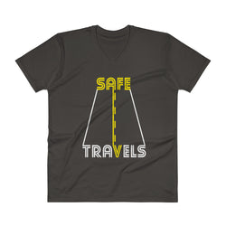 Safe Travels Vacation Road Trip Highway Driving Men's V-Neck T-Shirt + House Of HaHa Best Cool Funniest Funny Gifts