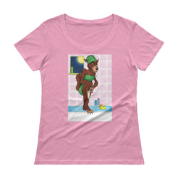 Werewolf Shaving in the Shower Ladies' Scoopneck T-Shirt + House Of HaHa Best Cool Funniest Funny Gifts