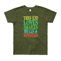 This Kid Loves Snakes Bugs Spiders Creepy Critters Youth Short Sleeve T-Shirt - Made in USA + House Of HaHa Best Cool Funniest Funny Gifts