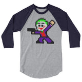 Joker Perler Art 3/4 Sleeve Raglan Shirt by Silva Linings + House Of HaHa Best Cool Funniest Funny Gifts