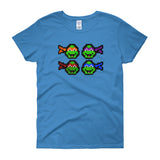 Ninja Turtles Perler Art Women's Short Sleeve T-Shirt by Aubrey Silva + House Of HaHa Best Cool Funniest Funny Gifts