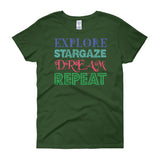 Explore Stargaze Dream Repeat Women's Short Sleeve T-shirt + House Of HaHa Best Cool Funniest Funny Gifts