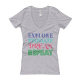 Explore Stargaze Dream Repeat Women's V-Neck T-shirt + House Of HaHa Best Cool Funniest Funny Gifts