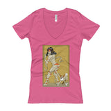 Mummy Pin-Up Women's V-Neck T-Shirt + House Of HaHa Best Cool Funniest Funny Gifts