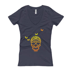 Butterfly Skull Women's V-Neck T-Shirt - House Of HaHa