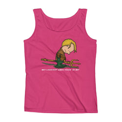 Why's Everybody Always Picking On Me?  Aquaman Charlie Brown Mash-Up Ladies' Tank Top - House Of HaHa