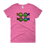 Ninja Turtles Perler Art Women's Short Sleeve T-Shirt by Aubrey Silva + House Of HaHa Best Cool Funniest Funny Gifts