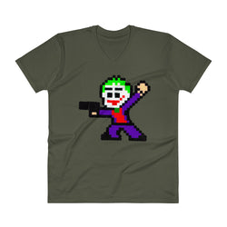 Joker Perler Art Men's V-Neck T-Shirt by Silva Linings + House Of HaHa Best Cool Funniest Funny Gifts