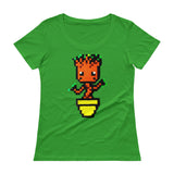 Baby Groot Perler Art Ladies' Scoopneck T-Shirt by Aubrey Silva + House Of HaHa Best Cool Funniest Funny Gifts