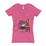 Red Skirts: Ensign Sheva  Women's V-Neck T-Shirt + House Of HaHa Best Cool Funniest Funny Gifts