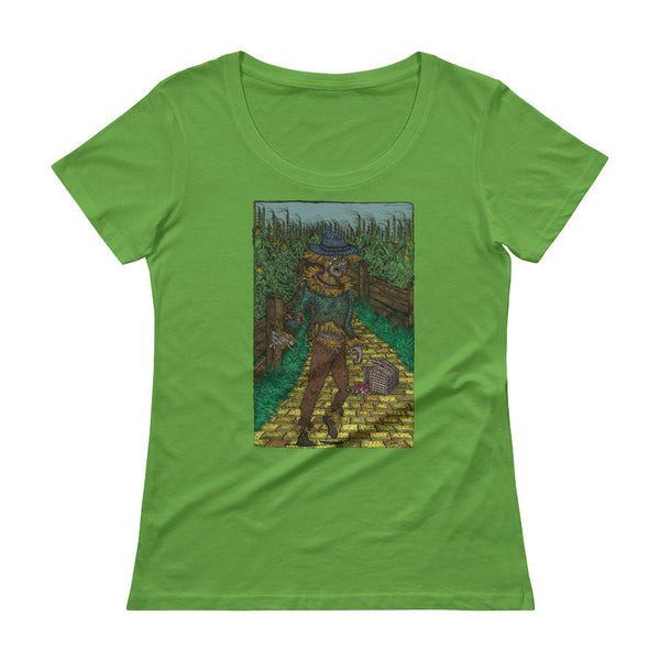 Walkers Of Oz: Zombie Wizard of Oz Cornfield Parody  Ladies' Scoopneck T-Shirt + House Of HaHa Best Cool Funniest Funny Gifts