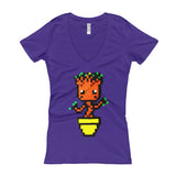 Baby Groot Perler Art Women's V-Neck T-shirt by Aubrey Silva + House Of HaHa Best Cool Funniest Funny Gifts