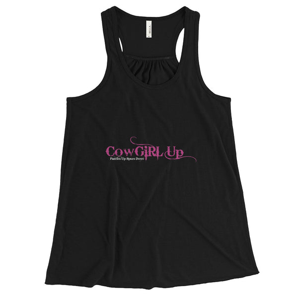CowGirl Up Panties Up Spurs Down Girl Power Empowerment Women's Flowy Racerback Tank Top + House Of HaHa Best Cool Funniest Funny Gifts
