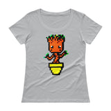 Baby Groot Perler Art Ladies' Scoopneck T-Shirt by Aubrey Silva + House Of HaHa Best Cool Funniest Funny Gifts