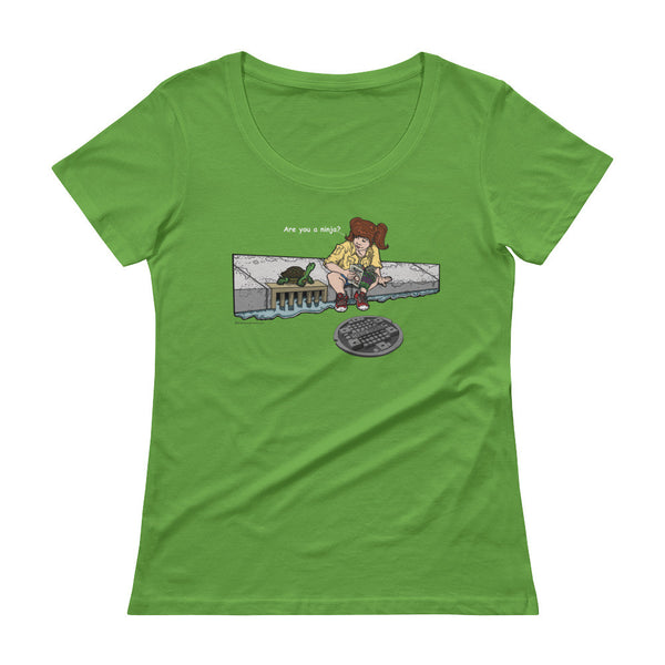 April in New York TMNT Are You a Ninja? Sewer Turtle Ladies' Scoopneck T-Shirt + House Of HaHa Best Cool Funniest Funny Gifts