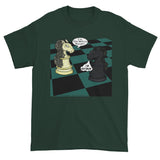 White Knight Dark Knight Batman Chess Match Pun Parody Short Sleeve T-Shirt + House Of HaHa Best Cool Funniest Funny Gifts