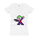 Joker Perler Art Women's V-Neck T-shirt by Silva Linings + House Of HaHa Best Cool Funniest Funny Gifts