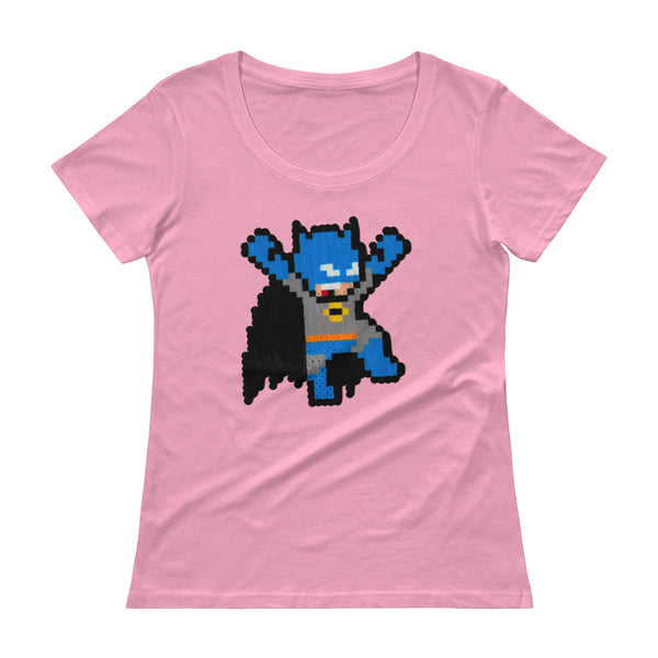 Batman Perler Art Ladies' Scoopneck T-Shirt by Silva Linings + House Of HaHa Best Cool Funniest Funny Gifts