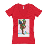 Werewolf Shaving in the Shower Women's V-Neck T-Shirt + House Of HaHa Best Cool Funniest Funny Gifts