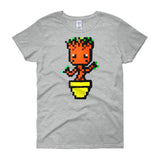 Baby Groot Perler Art Women's Short Sleeve T-Shirt by Aubrey Silva + House Of HaHa Best Cool Funniest Funny Gifts