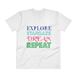 Explore Stargaze Dream Repeat Men's V-Neck T-Shirt + House Of HaHa Best Cool Funniest Funny Gifts