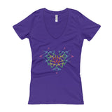 Rainbow Female Gender Venus Symbol Heart Love Unity Women's V-Neck T-shirt + House Of HaHa Best Cool Funniest Funny Gifts