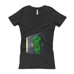 Midnight Snack Chibi Cthulhu Women's V-Neck T-shirt + House Of HaHa Best Cool Funniest Funny Gifts