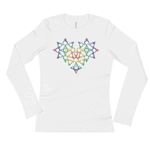 Rainbow Female Gender Venus Symbol Heart Love Unity Ladies' Long Sleeve Women's T-Shirt + House Of HaHa Best Cool Funniest Funny Gifts
