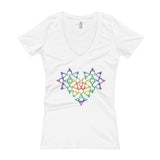 Rainbow Female Gender Venus Symbol Heart Love Unity Women's V-Neck T-shirt + House Of HaHa Best Cool Funniest Funny Gifts